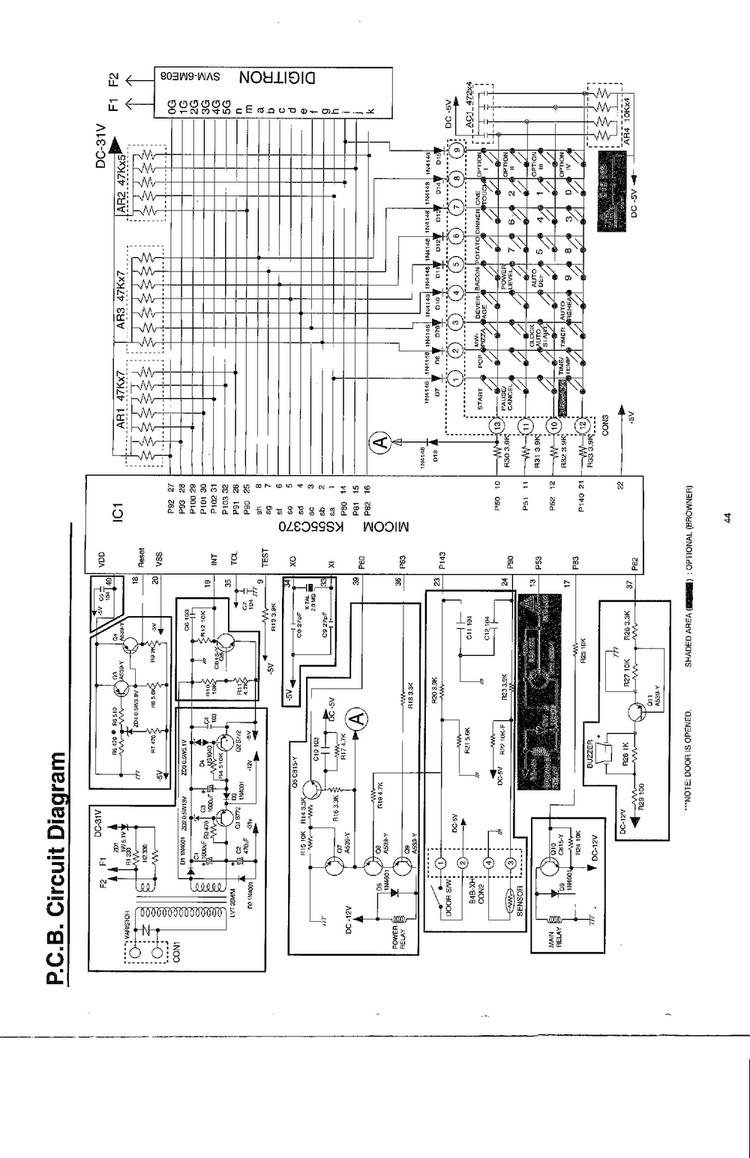P.c.b.circuit Diagram Diagram and Parts List for MW5620T XAA Samsung Microwave
