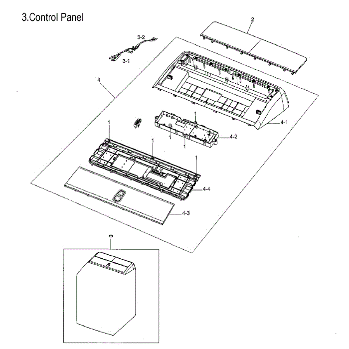 Control Panel Diagram and Parts List for DVG52M8650V A3-00 Samsung Dryer