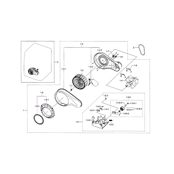 Motor Duct Diagram and Parts List for DV36J4000EW A3-00 Samsung Dryer
