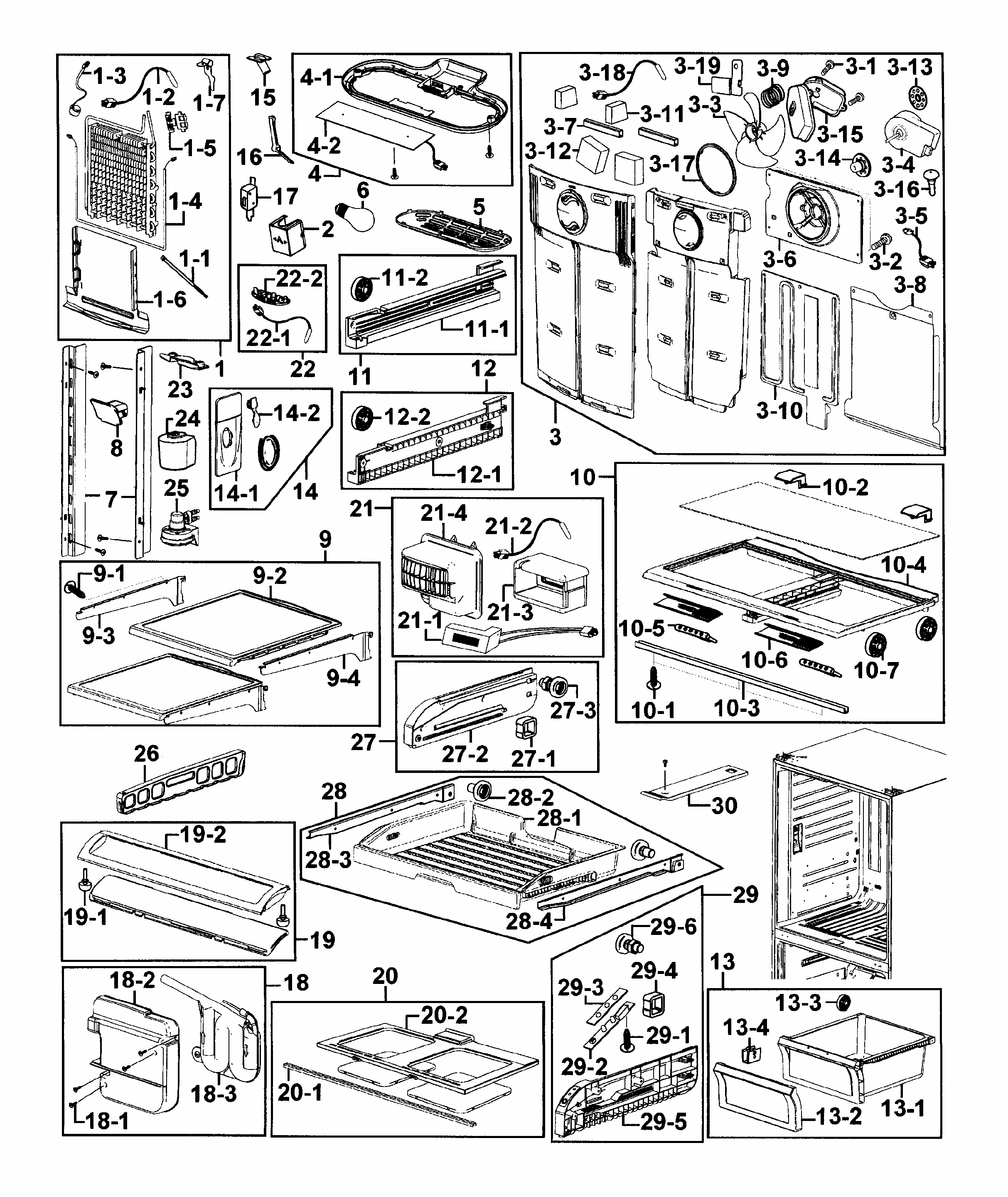 Refrigerator Diagram and Parts List for RF266AZRS XAA-0000 Samsung Refrigerator