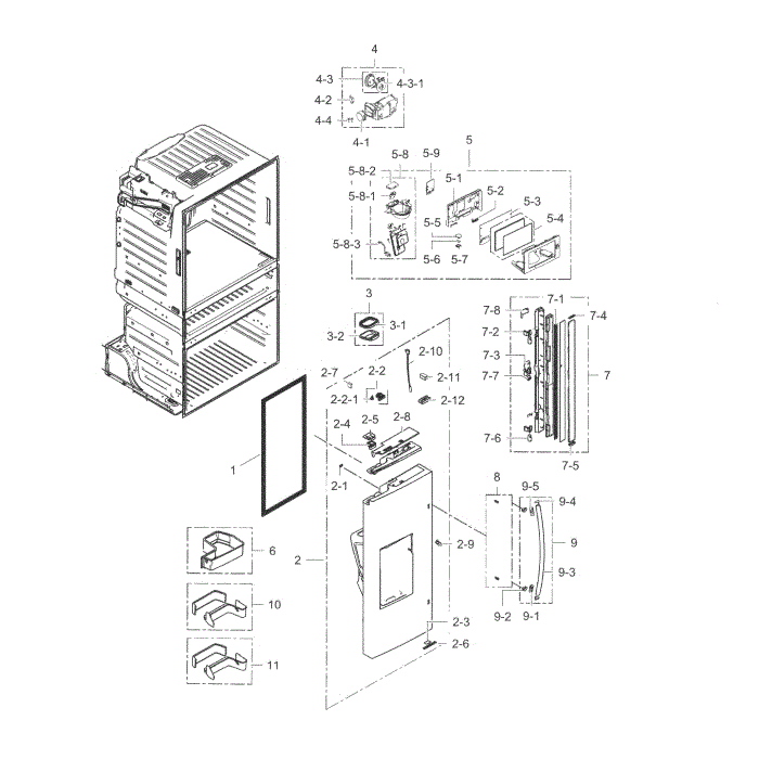 Fridge Door L Diagram and Parts List for RF28HMELBSR AA-01 Samsung Refrigerator