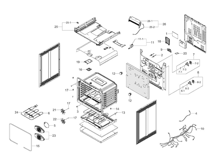 Main Assy Diagram and Parts List for NE58F9710WS AA-0000 Samsung Range