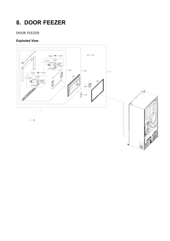 Freezer Door Parts Diagram and Parts List for RF24R7201SR AA-05 Samsung Refrigerator