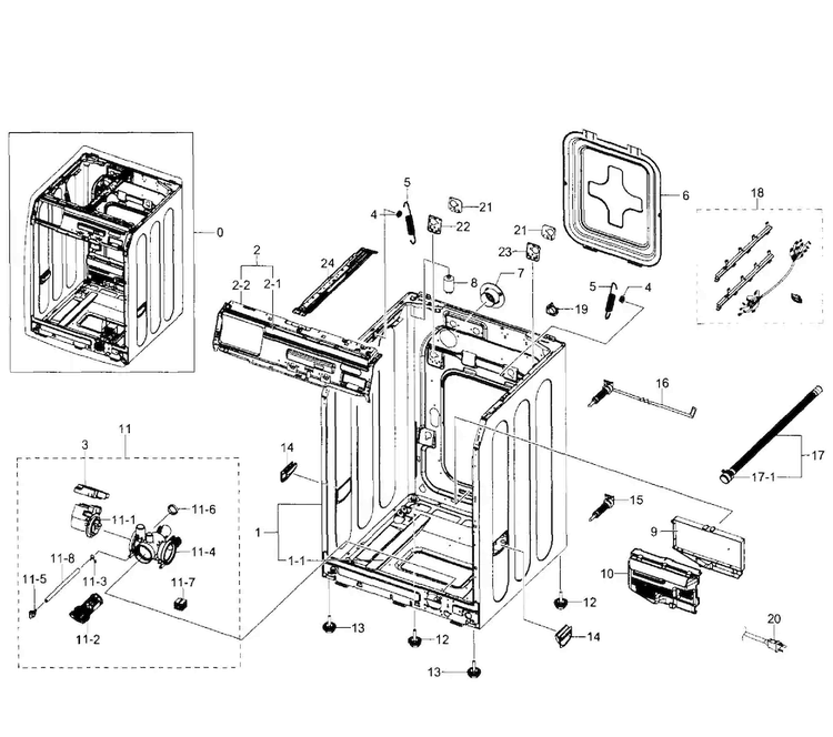Frame Diagram and Parts List for WF350ANW XAA-0007 Samsung Washer