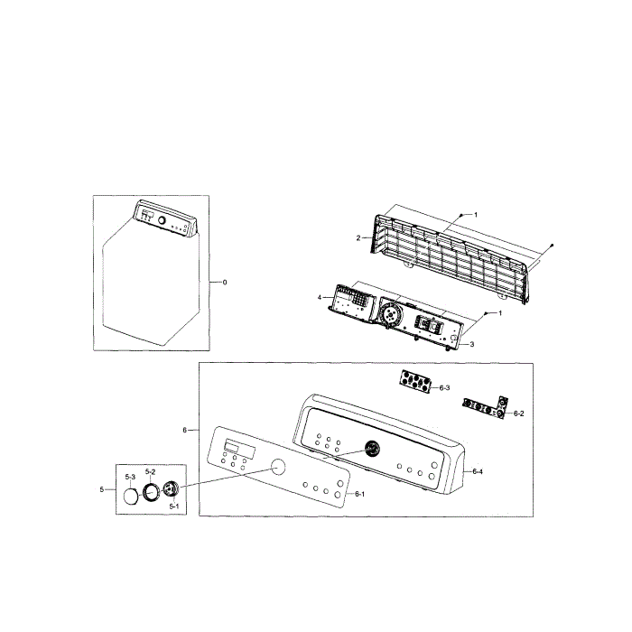 Control Panel Diagram and Parts List for DV5471AEP XAA-03 Samsung Dryer