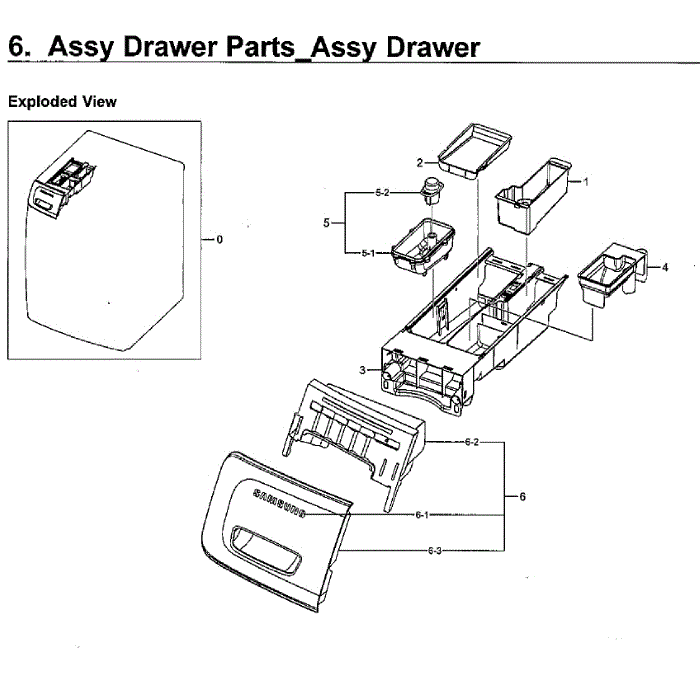 Drawer Diagram and Parts List for WF45M5500AP A5-00 Samsung Washer