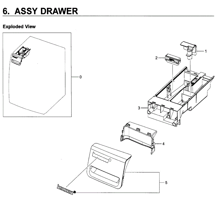 Drawer Assembly Diagram and Parts List for WF219ANW XAA-01 Samsung Washer