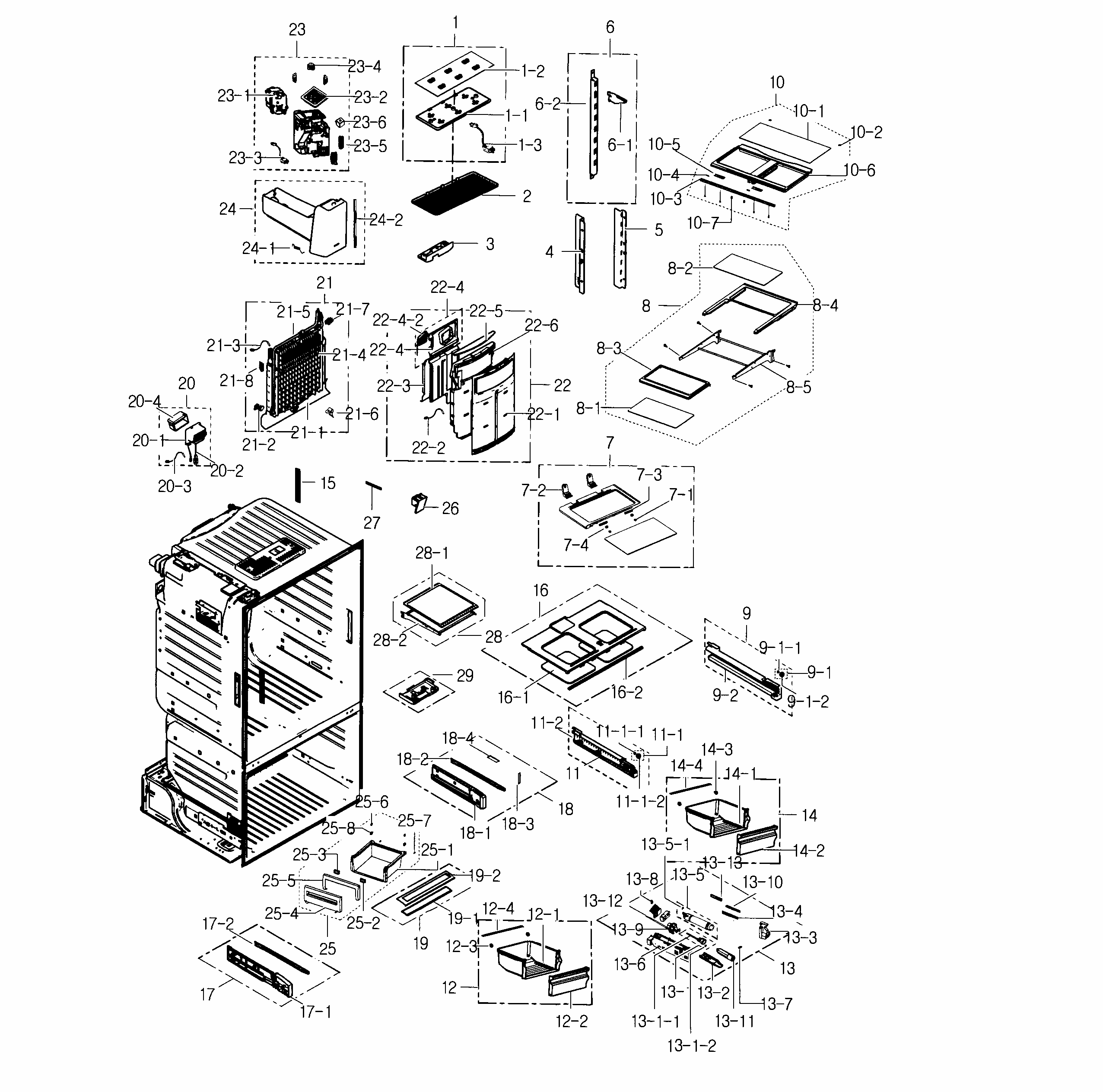 Fridge Diagram and Parts List for RF23HCEDBSR AA-0002 Samsung Refrigerator
