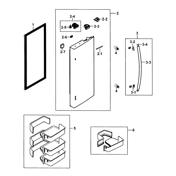 Refrigerator Door R Diagram and Parts List for RF23HCEDBBC AA-00 Samsung Refrigerator