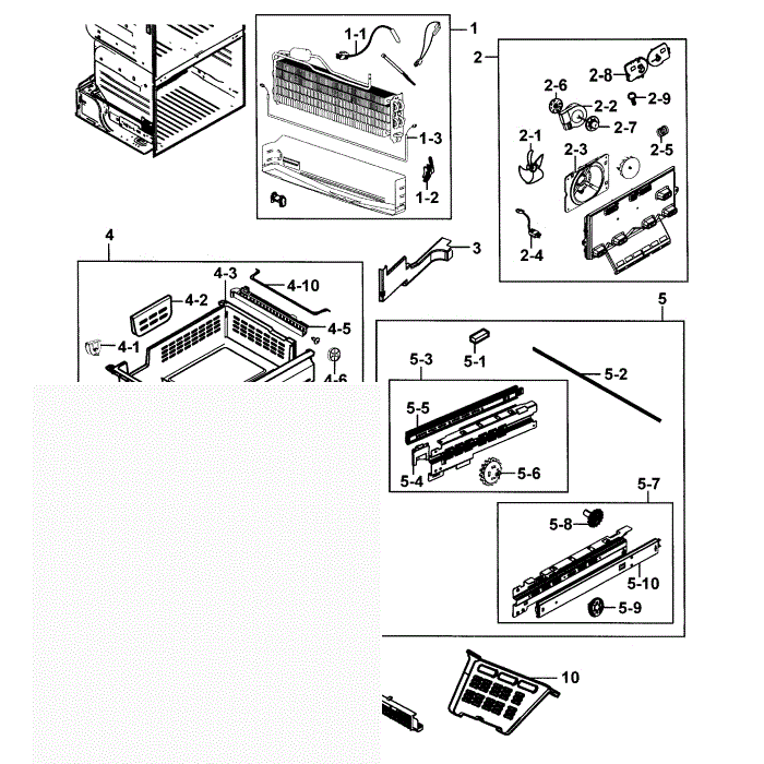 Freezer Diagram and Parts List for RF23HCEDBBC AA-00 Samsung Refrigerator