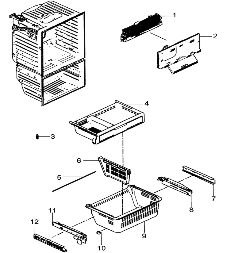 Freezer Diagram and Parts List for RFG297HDBP XAA Samsung Refrigerator