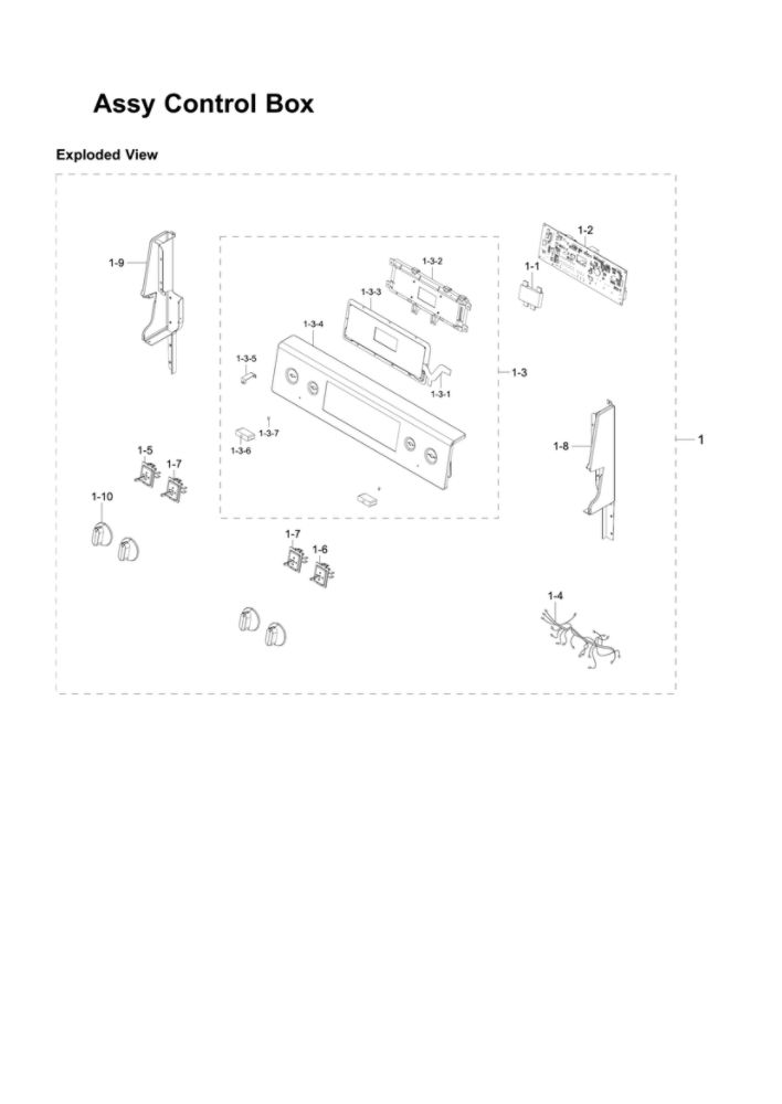 Control Box Assembly Diagram and Parts List for NE59J7630SW AA-02 Samsung Range