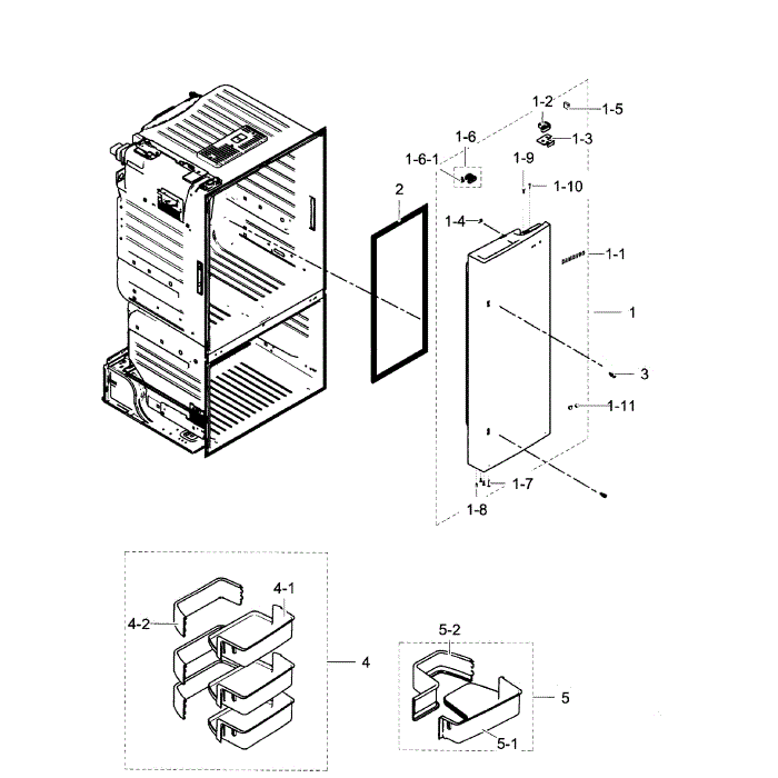 Fridge Door R Diagram and Parts List for RF263TEAEBC AA-02 Samsung Refrigerator