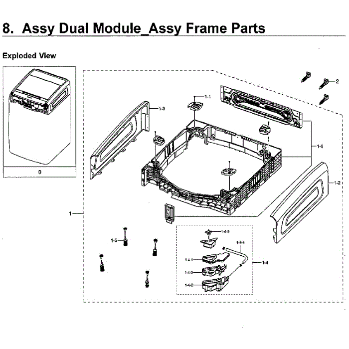 Dual Module Frame Diagram and Parts List for WV55M9600AW A5-00 Samsung Washer