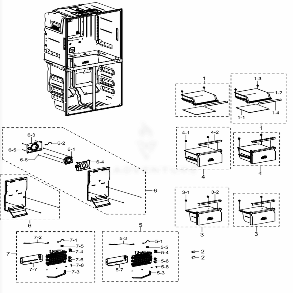 Freezer Diagram and Parts List for RF23J9011SG (AA)(0008) Samsung Refrigerator