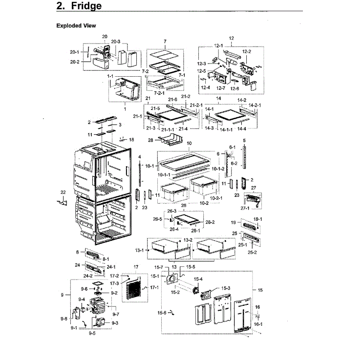 Fridge Diagram and Parts List for RF28K9380SR AA-02 Samsung Refrigerator