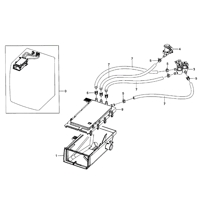 Drawer Housing Diagram and Parts List for WF435ATGJWR A1-01 Samsung Washer
