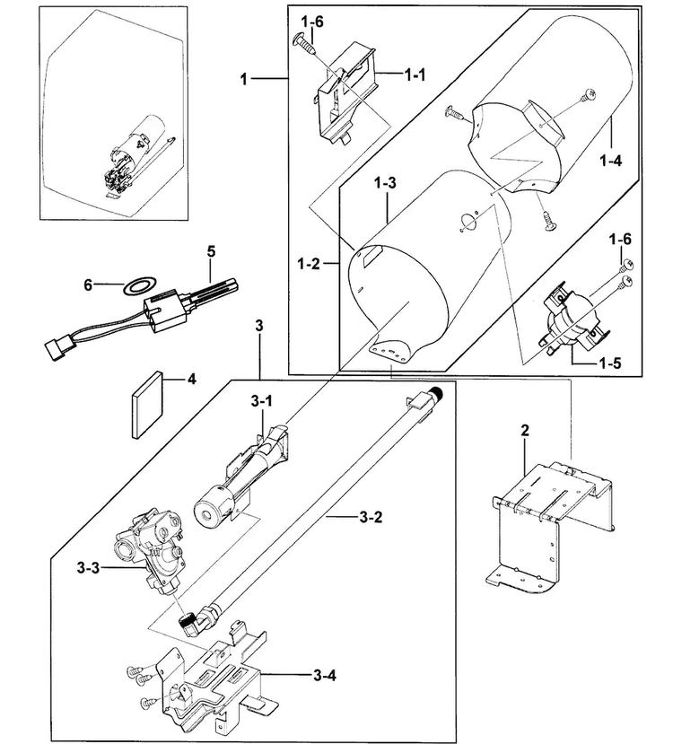 Heater Assy Diagram and Parts List for DV337AGG XAA-0000 Samsung Dryer