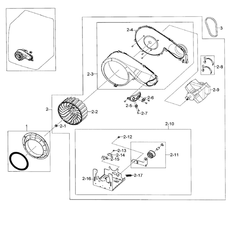 Motor Assy Diagram and Parts List for DV448AGP XAA-0002 Samsung Dryer