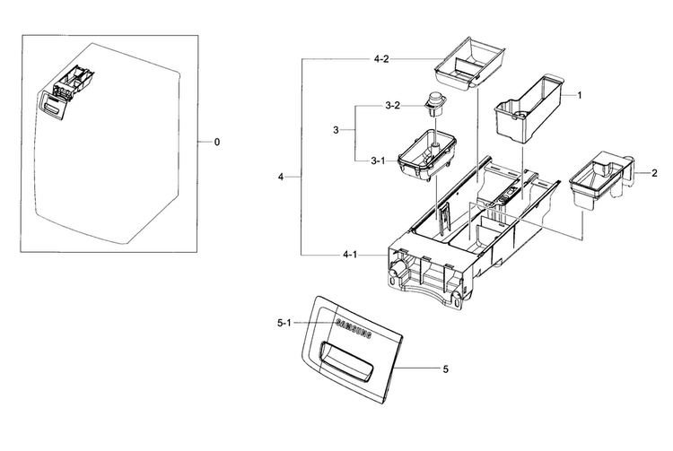 Drawer Diagram and Parts List for WF56H9110CW A2-0000 Samsung Washer