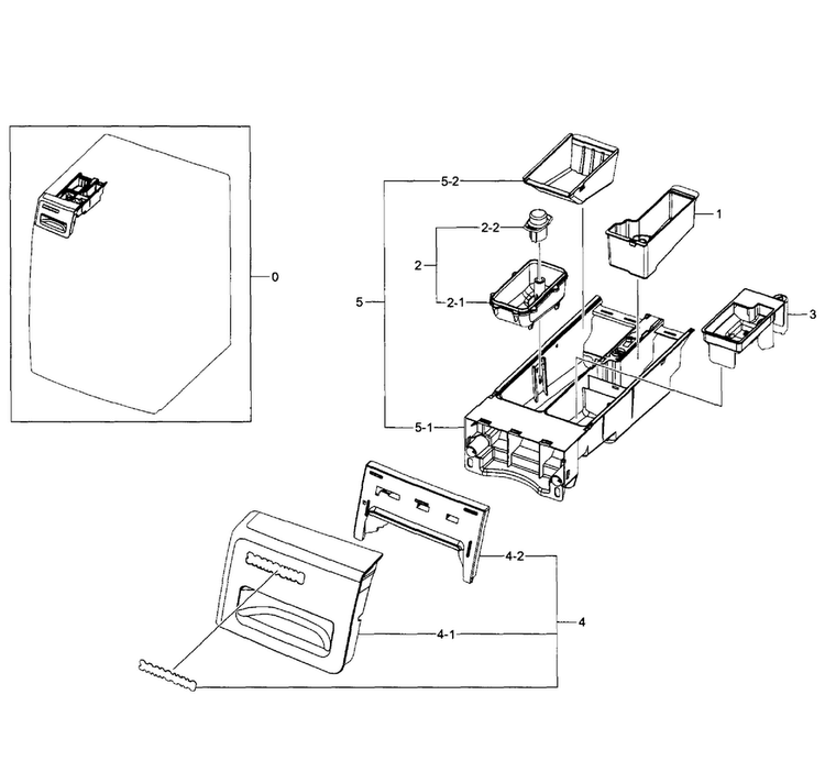 Drawer Diagram and Parts List for WF350ANR XAA-0006 Samsung Washer