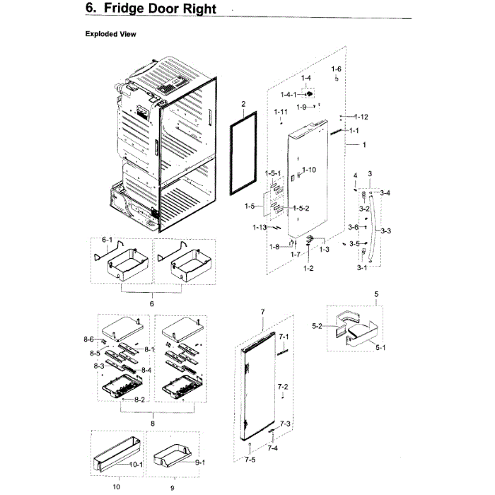 Fridge Door R Diagram and Parts List for RF23HTEDBSR AA-07 Samsung Refrigerator