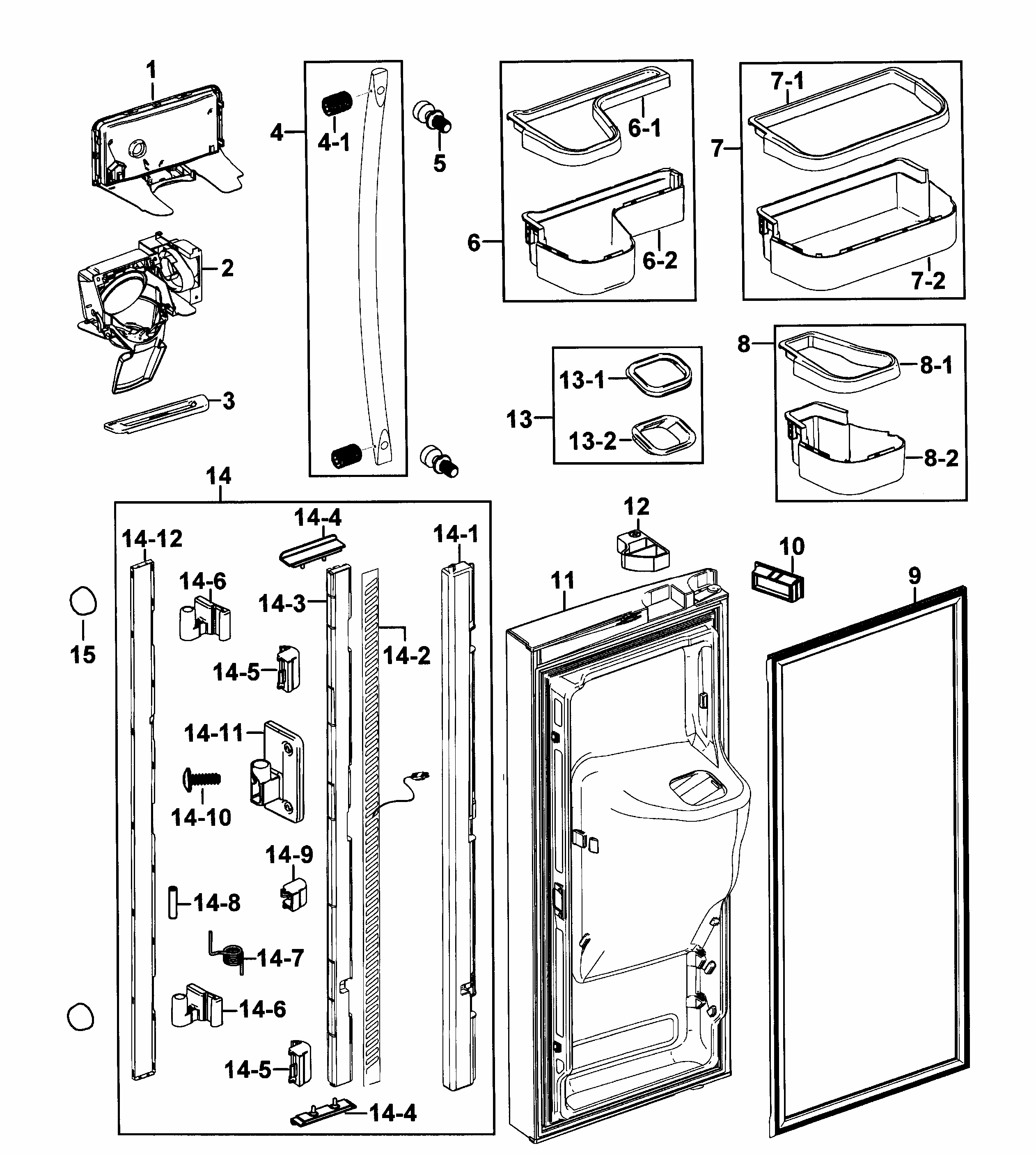 Left Door Diagram and Parts List for RF268ABPN XAA-0000 Samsung Refrigerator