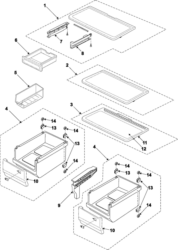 Refrigerator Shelves Diagram and Parts List for RB195BSSB XAA Samsung Refrigerator