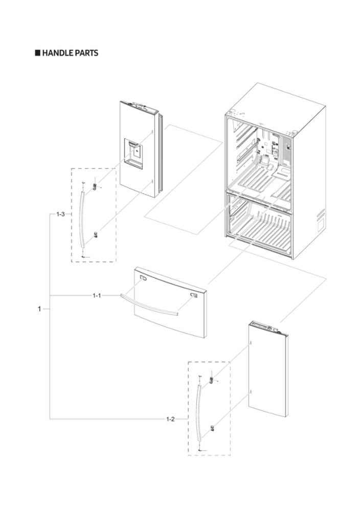 Handle Parts Diagram and Parts List for RF28T5021SG AA-00 Samsung Refrigerator