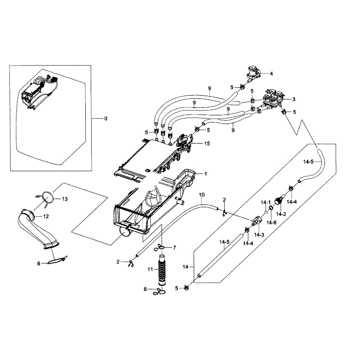 Drawer Housing Diagram and Parts List for WF405ATPASU AA-01 Samsung Washer