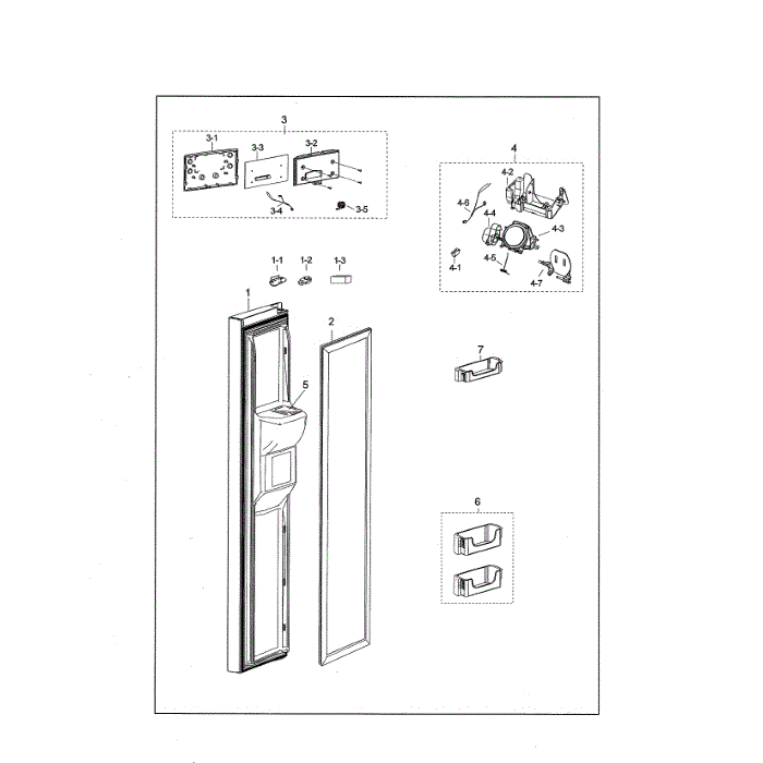 Freezer Door Diagram and Parts List for RS25J500DSR AA-01 Samsung Refrigerator