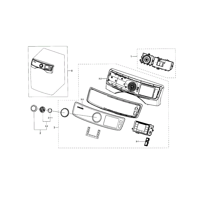 Control Panel Diagram and Parts List for DV42H5600EW A3-00 Samsung Dryer