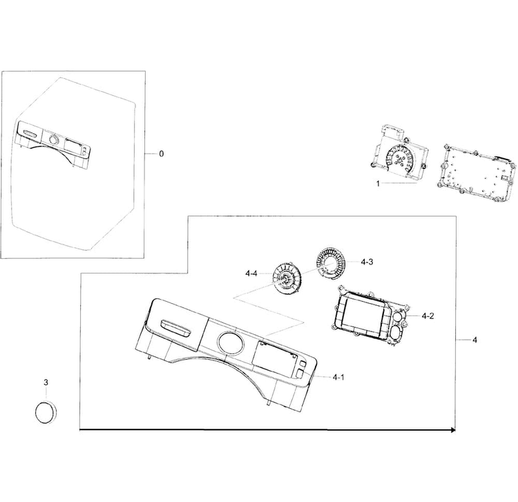 Control Panel Diagram and Parts List for WF45H6300AW A2-0000 Samsung Washer