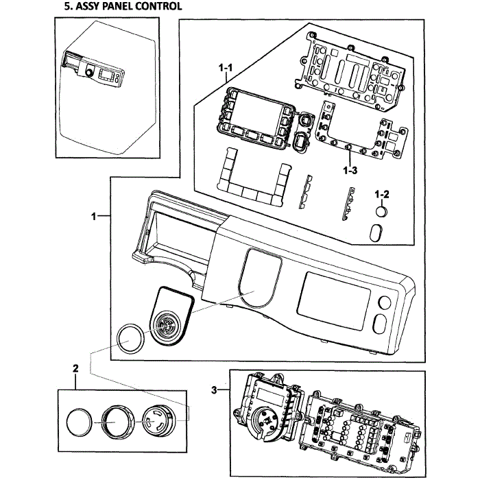 Control Panel Diagram and Parts List for WF419AAU XAA-00 Samsung Washer