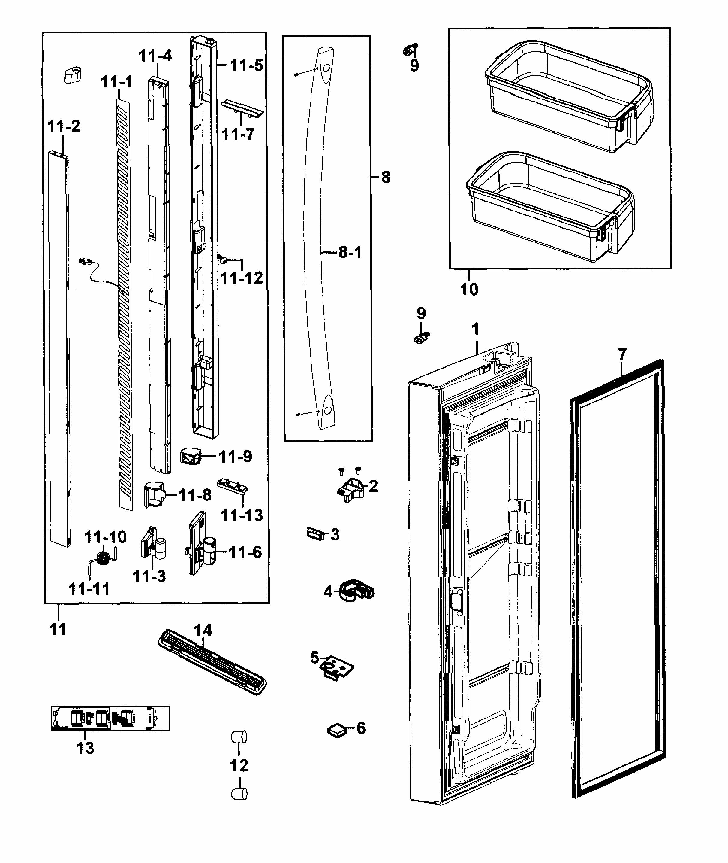 Door Left Diagram and Parts List for RF266AZPN XAA-0000 Samsung Refrigerator