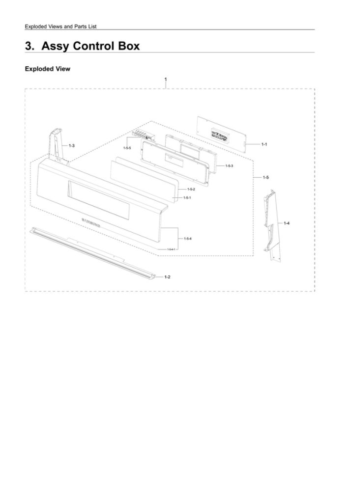 Control Box Assembly Diagram and Parts List for NX58R4311SG AA-00 Samsung Range
