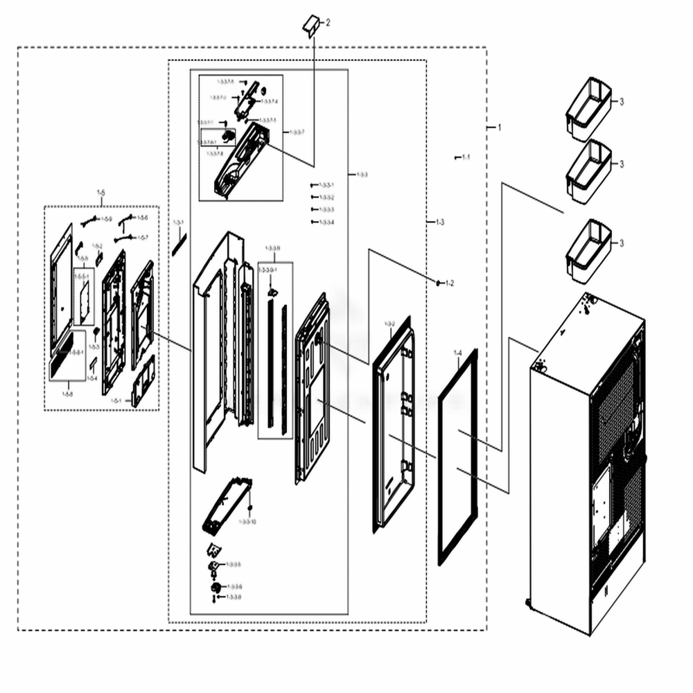 Fridge Door Right Diagram and Parts List for RF28N9780SG (AA)(0001) Samsung Refrigerator