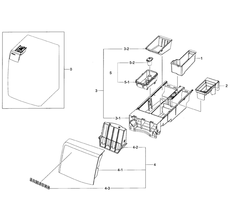 Drawer Assy Diagram and Parts List for WF393BTPAWR A2-0000 Samsung Washer