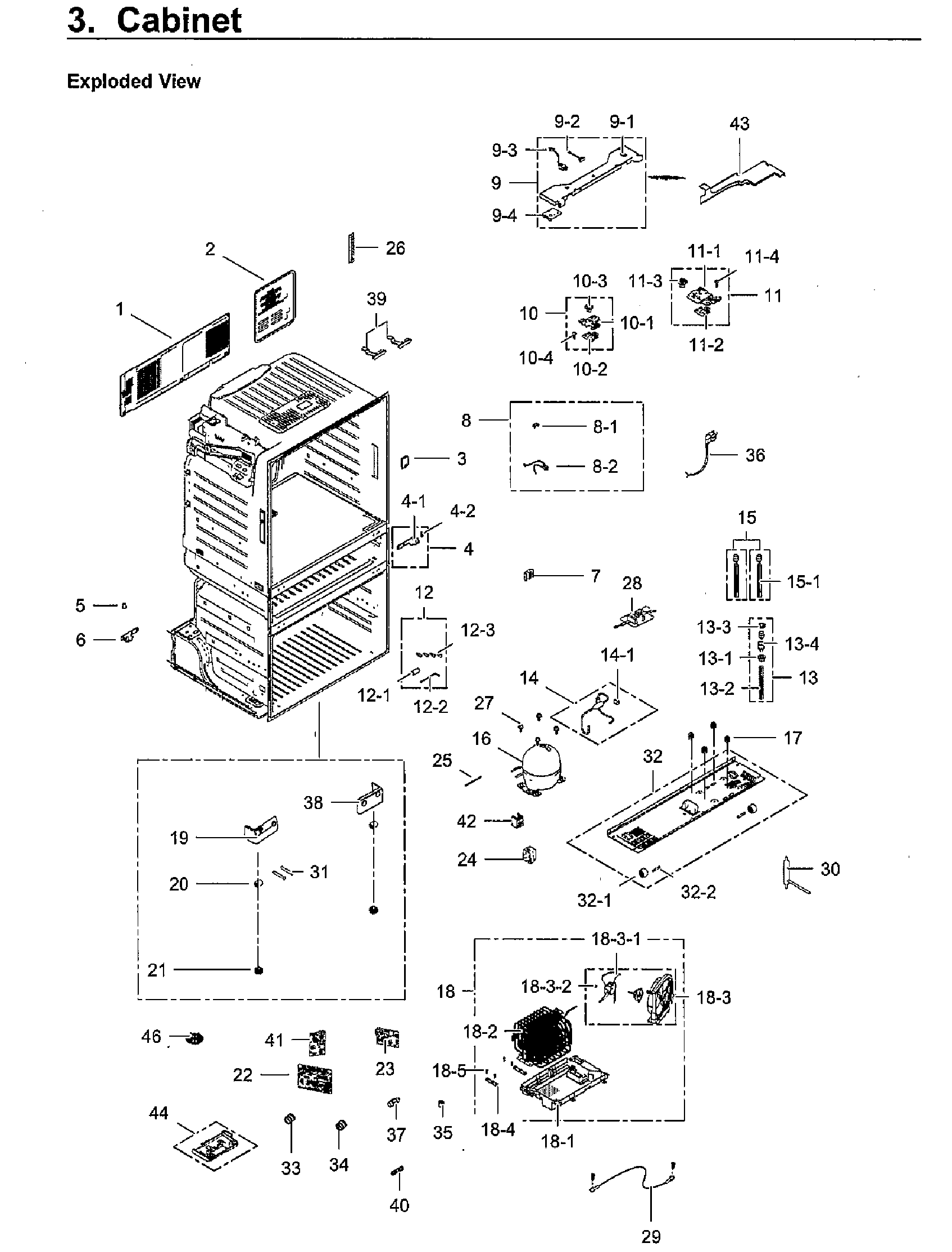 Cabinet Diagram and Parts List for RF28HMEDBWW AA-0010 Samsung Refrigerator