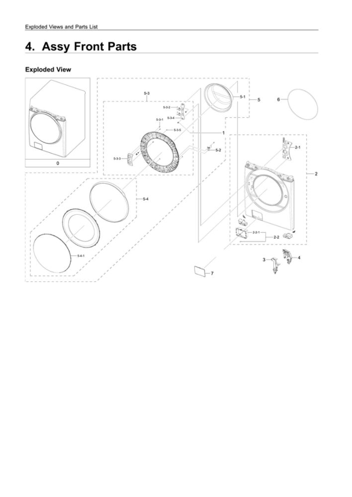 Front Assembly Diagram and Parts List for WF45R6100AC US-02 Samsung Washer
