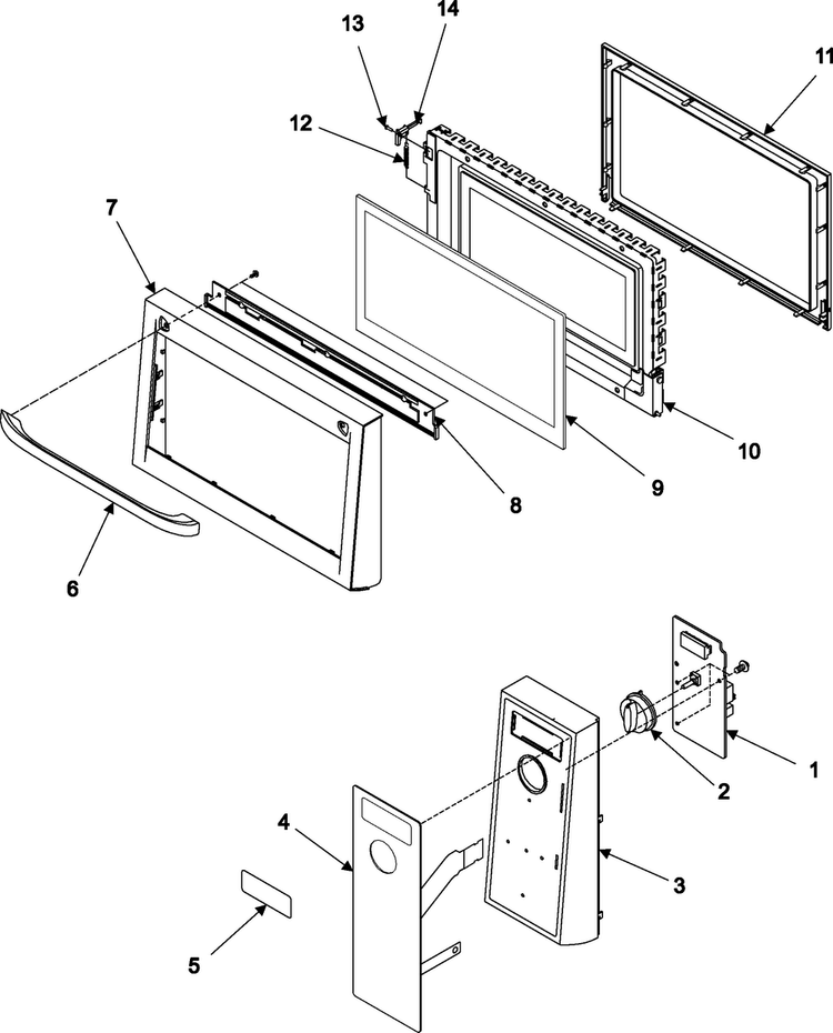 Control Panel/door Assembly Diagram and Parts List for MT1066SB XAA Samsung Microwave