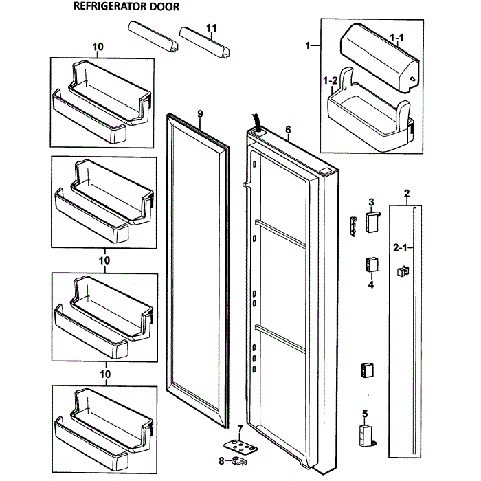 Left Door Diagram and Parts List for RS265LAWP XAA-00 Samsung Refrigerator