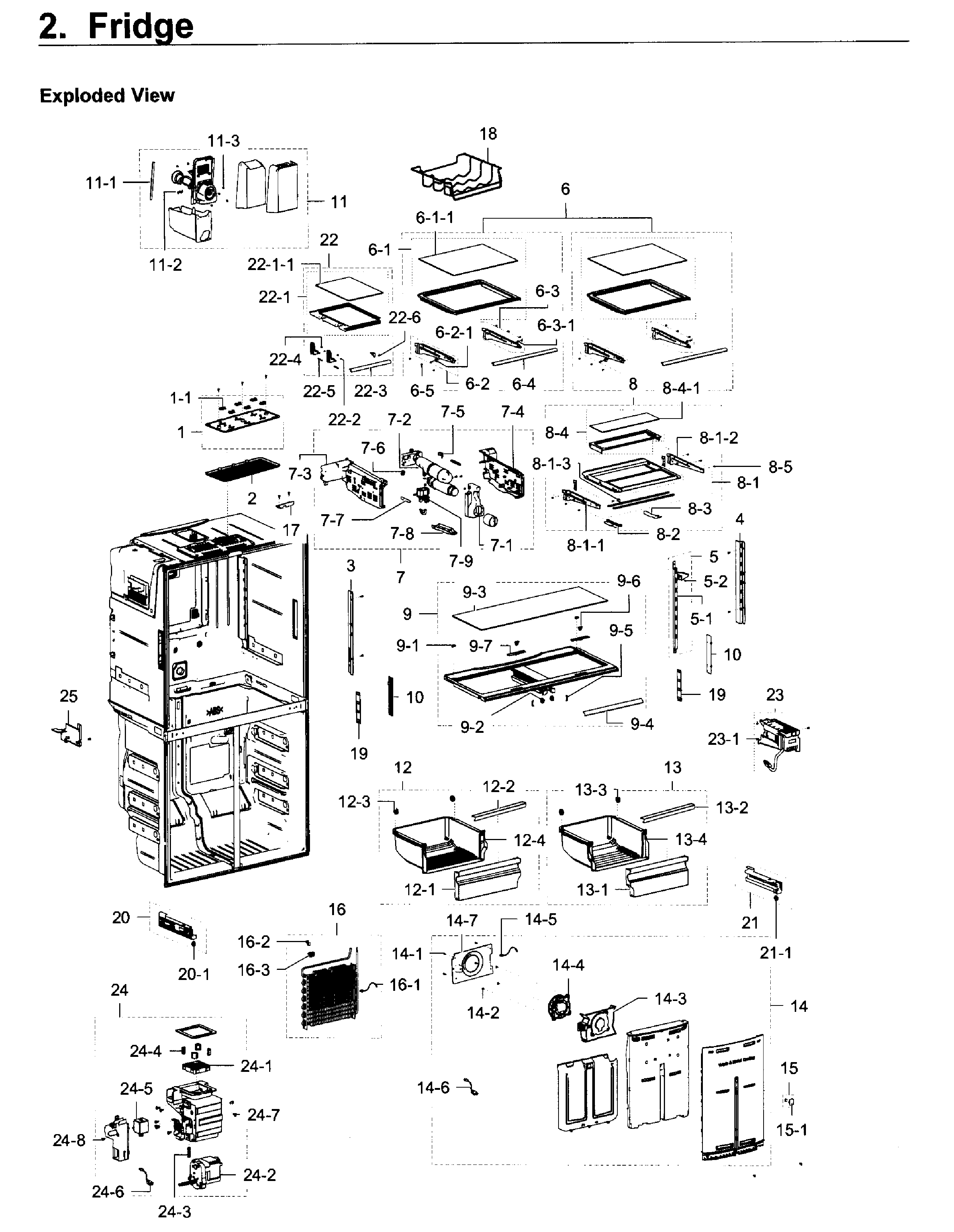 Fridge Diagram and Parts List for RF22K9381SG AA-0002 Samsung Refrigerator