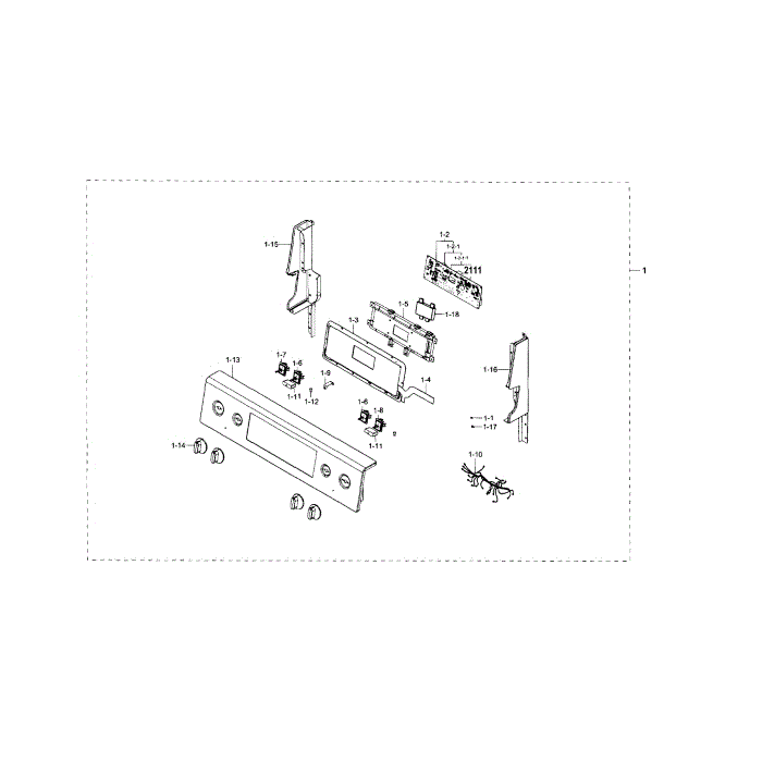 Control Panel Diagram and Parts List for NE59J7630SW AA-00 Samsung Range