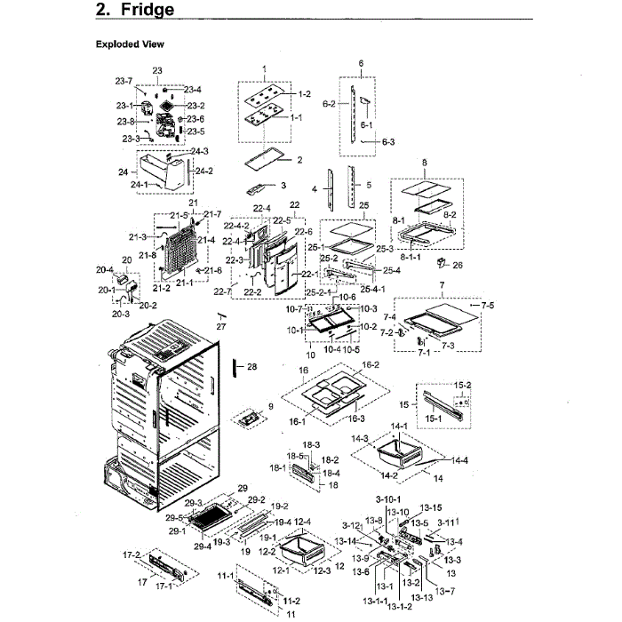 Fridge Diagram and Parts List for RF23HCEDBWW AA-10 Samsung Refrigerator