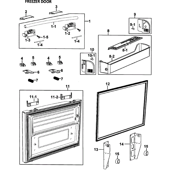 Freezer Door Diagram and Parts List for RF26VACWP XAA-00 Samsung Refrigerator
