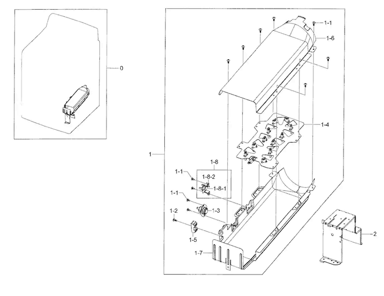 Duct & Burner Diagram and Parts List for DV48H7400EW A2-0000 Samsung Dryer