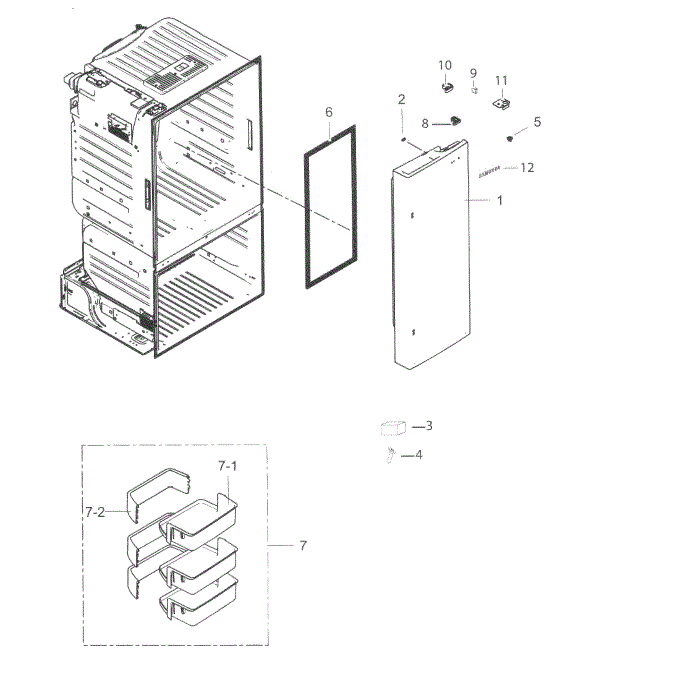 Fridge Door R Diagram and Parts List for RF263BEAEBC AA-03 Samsung Refrigerator