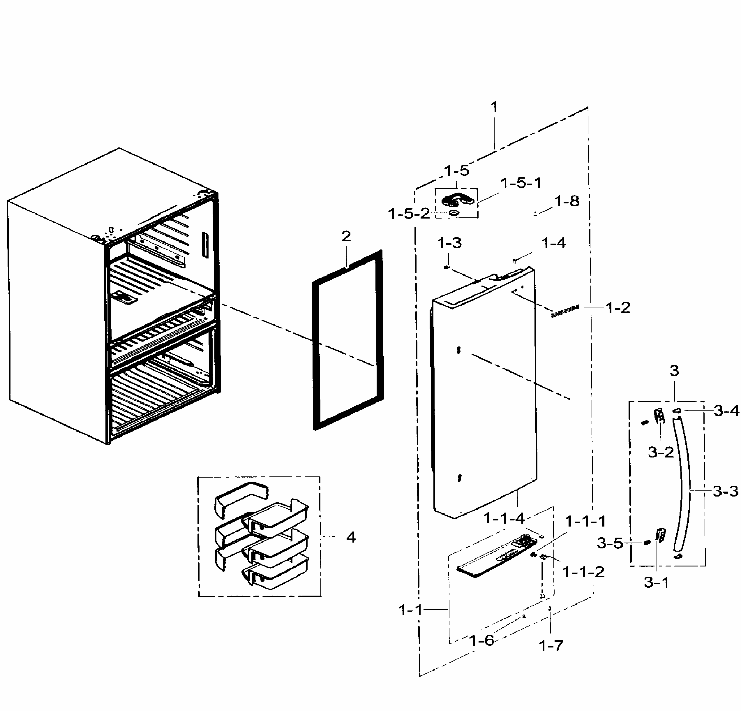 Right Door Diagram and Parts List for RF31FMEDBWW AA-0006 Samsung Refrigerator