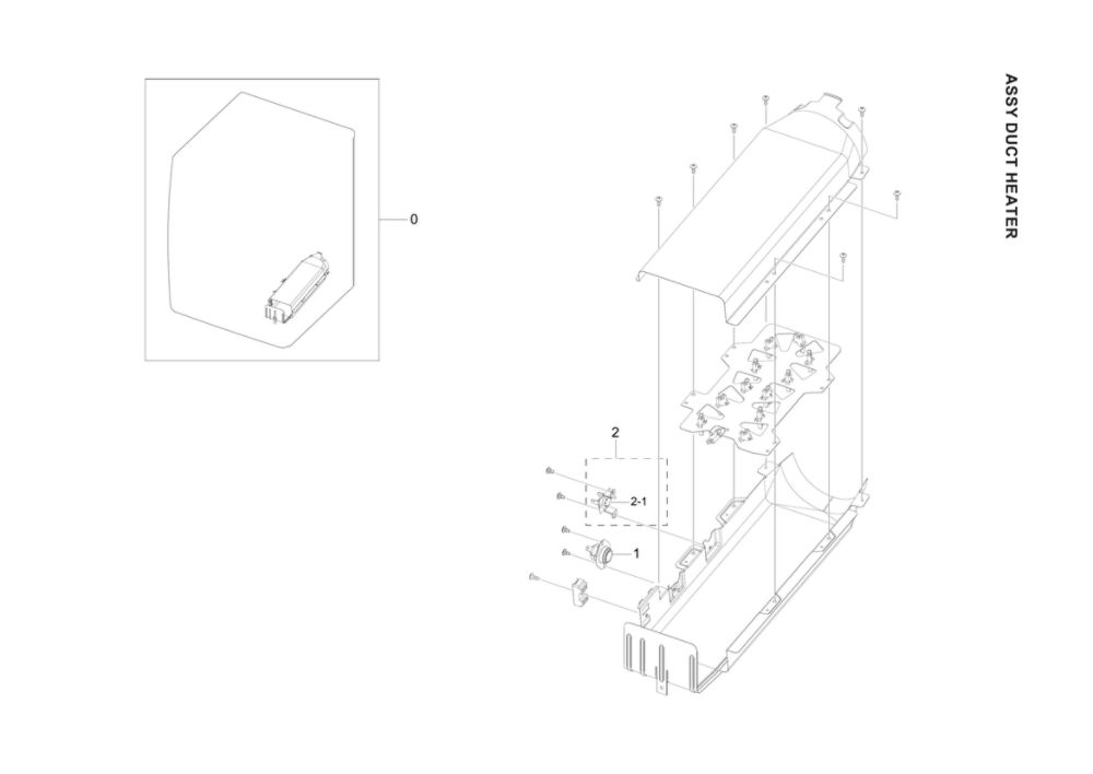 Heater Duct Assembly Diagram and Parts List for DVE45T6200W A3-00 Samsung Dryer
